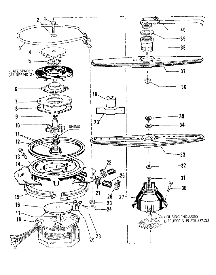 DOOR Diagram and Parts List for 8565L10  Roper Dishwasher