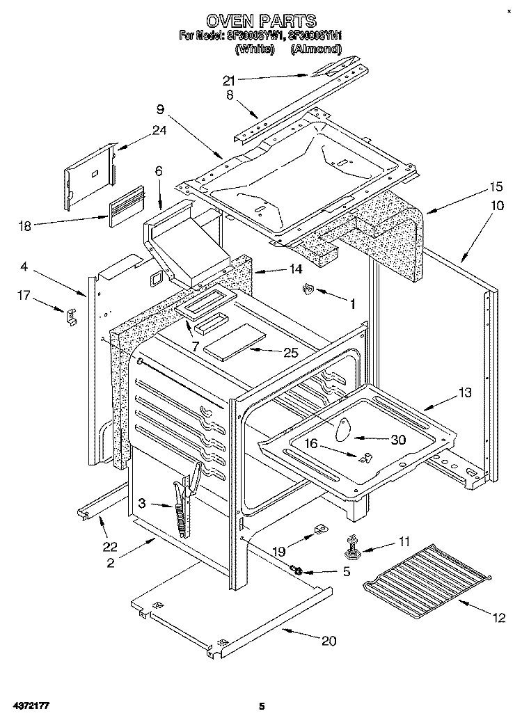 SECTION Diagram and Parts List for SF3000SYW1  Whirlpool Range