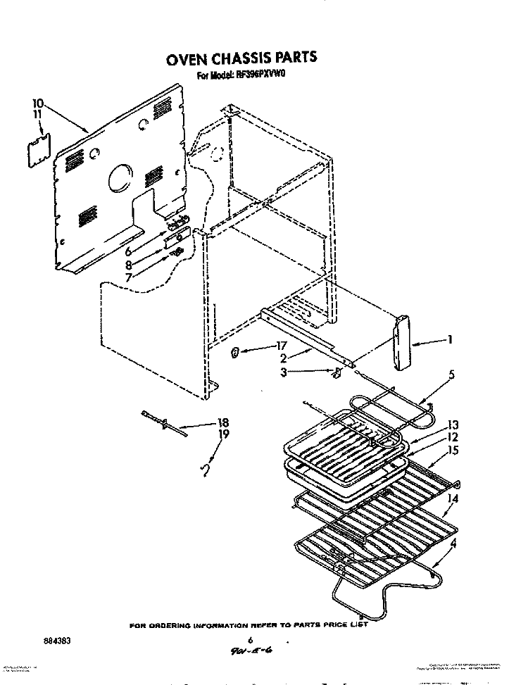 OVEN CHASSIS, OPTIONAL Diagram and Parts List for RF396PXVN0  Whirlpool Range