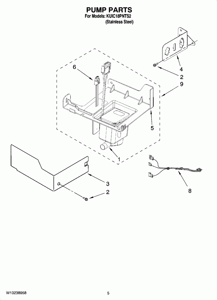 PUMP PARTS Diagram and Parts List for KUIC18PNTS2  KitchenAid Ice Maker