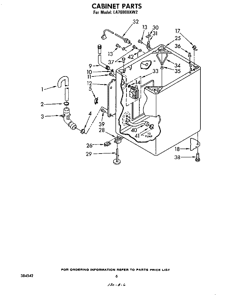CABINET Diagram and Parts List for LA7680XKW2  Whirlpool Washer