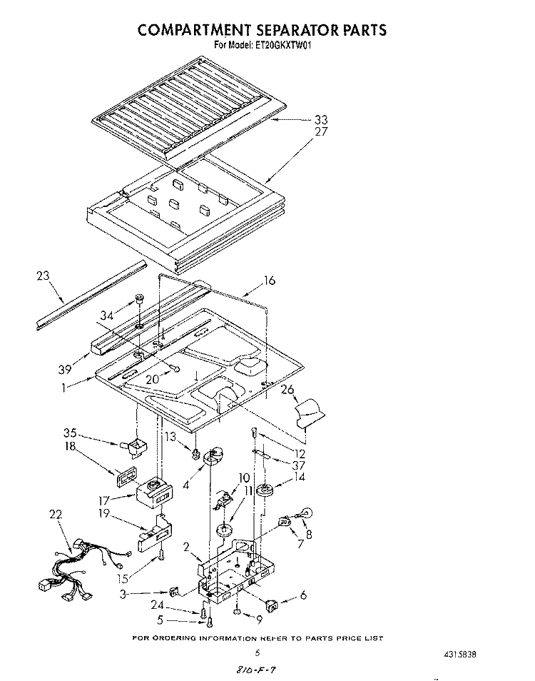 COMPARTMENT SEPARATOR Diagram and Parts List for ET20GKXTF01  Whirlpool Refrigerator