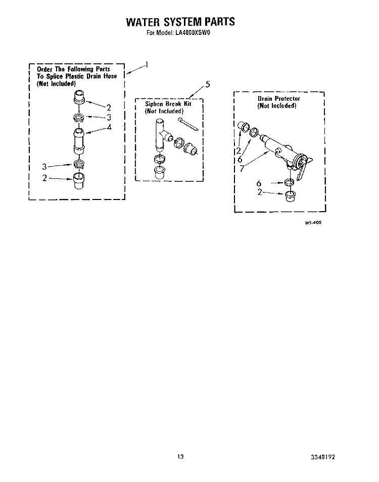 WATER SYSTEM Diagram and Parts List for LA4800XSW0  Whirlpool Washer