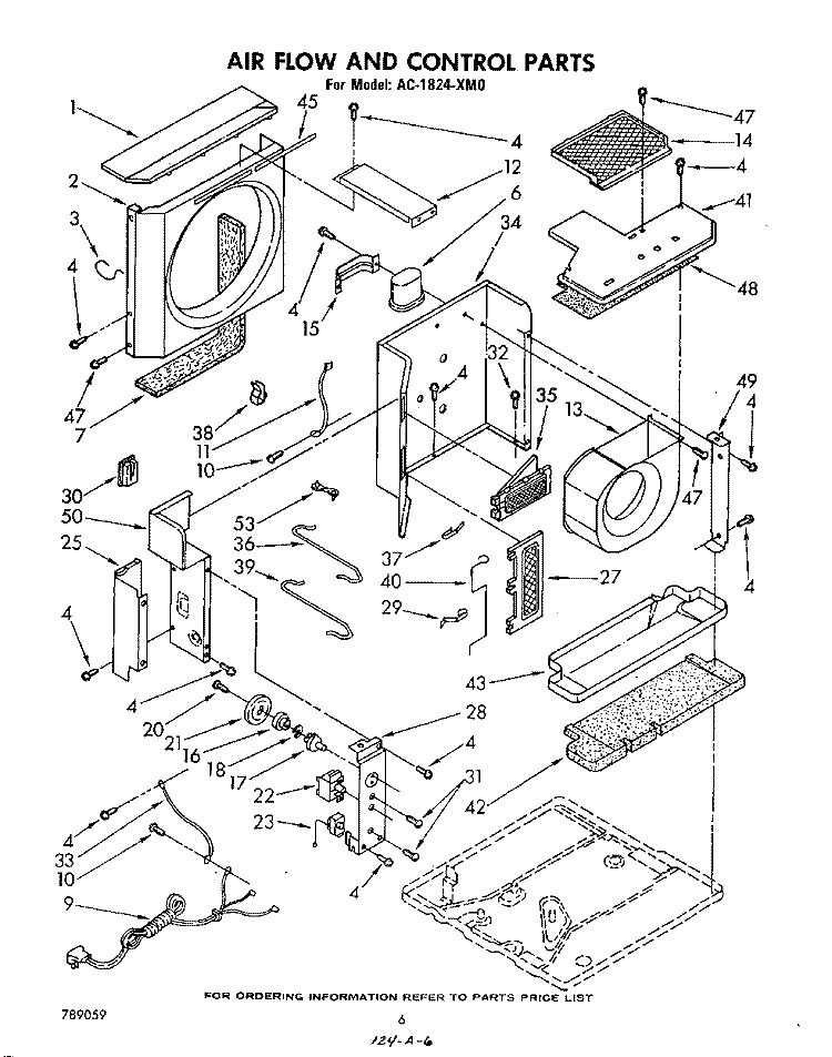 AIR FLOW AND CONTROL, LIT/OPTIONAL Diagram and Parts List for AC1824XM0  Whirlpool Air Conditioner