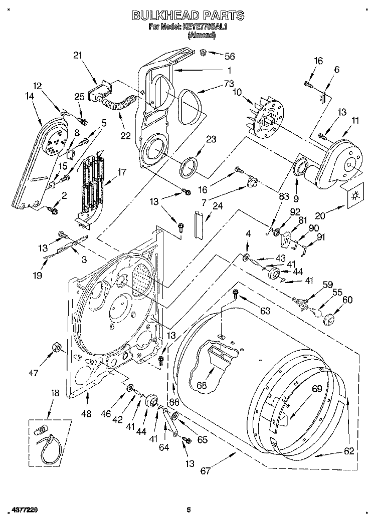 SECTION Diagram and Parts List for KEYE778BAL1  KitchenAid Dryer