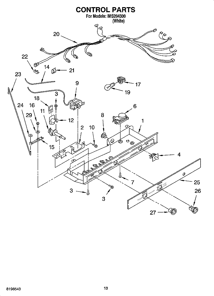 CONTROL PARTS, OPTIONAL PARTS Diagram and Parts List for IMS204300  Inglis Refrigerator