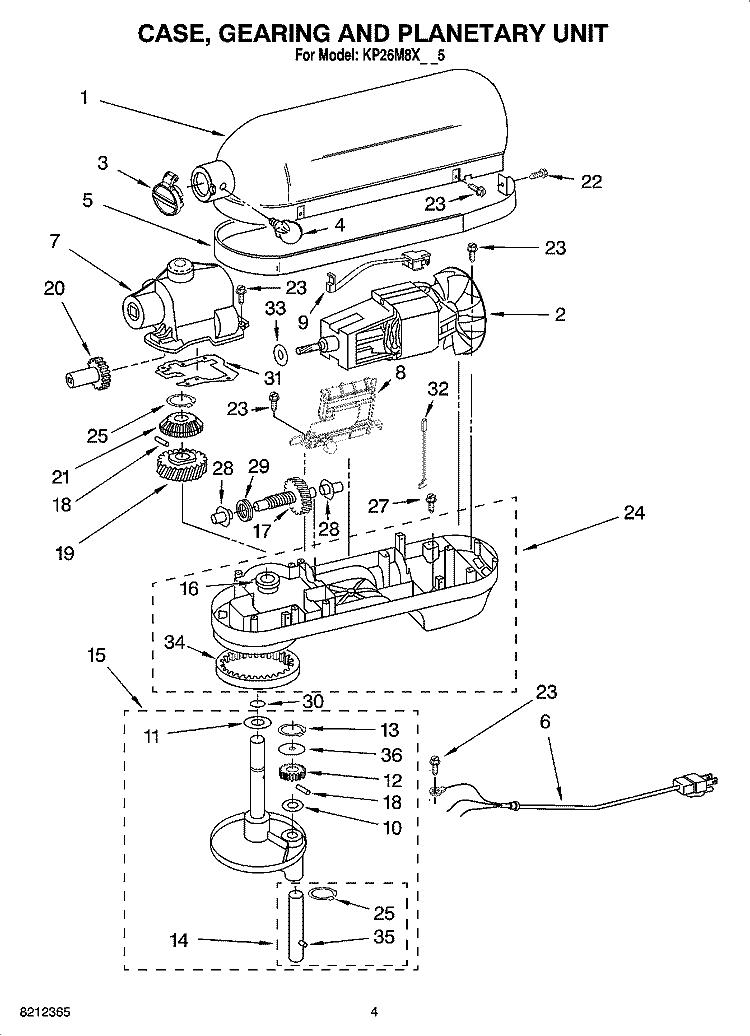 CASE, GEARING AND PLANETARY UNIT Diagram and Parts List for KP26M8XNK5  KitchenAid Mixer