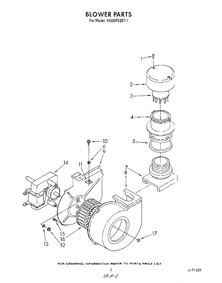 BLOWER Diagram and Parts List for 4KUDP220T1  KitchenAid Dishwasher