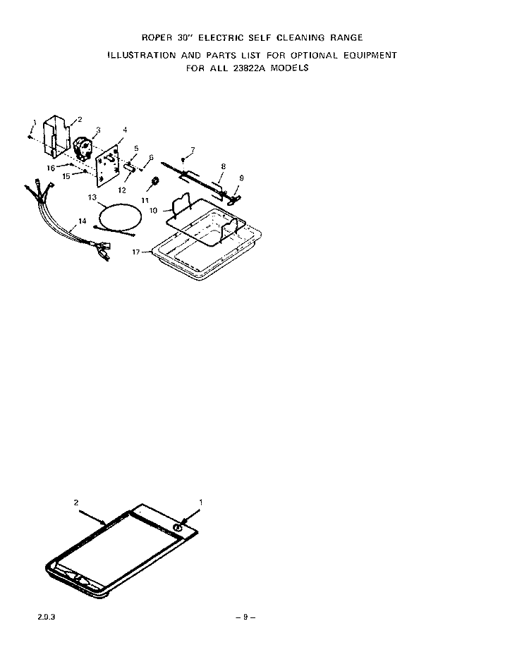 ROTISSERIE , GRIDDLE Diagram and Parts List for 2382W2A  Roper Range