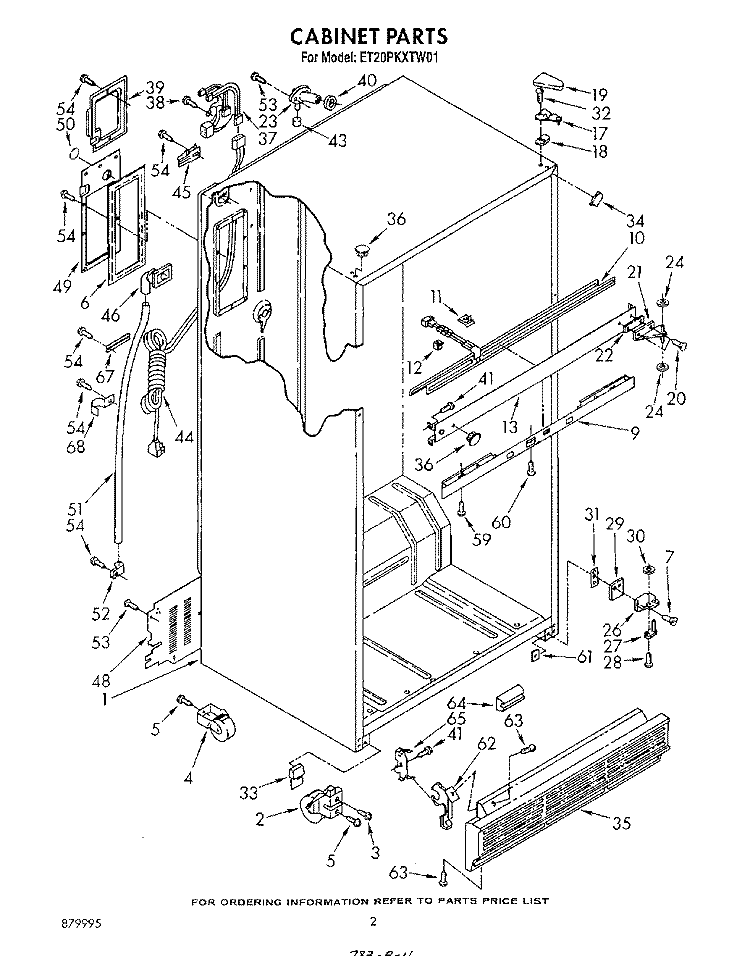 CABINET Diagram and Parts List for ET20PKXTN01  Whirlpool Refrigerator