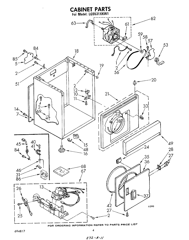 SECTION Diagram and Parts List for LG5531XKW1  Whirlpool Dryer