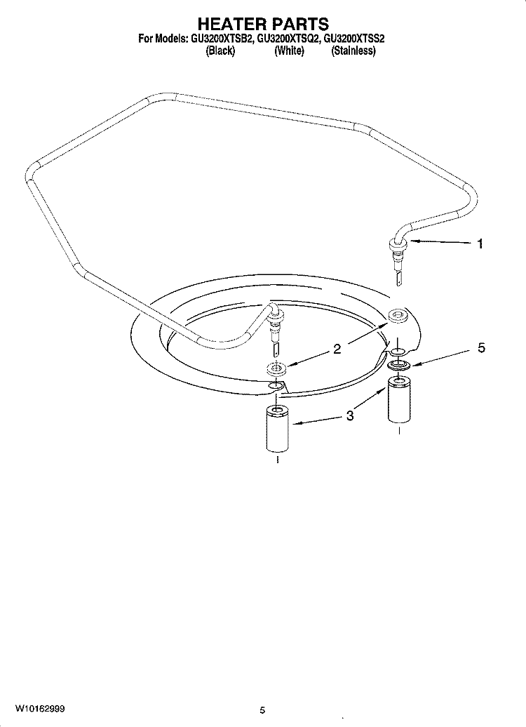 HEATER PARTS Diagram and Parts List for GU3200XTSQ2  Whirlpool Dishwasher
