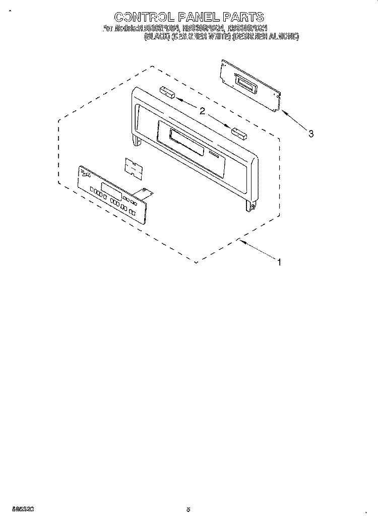 CONTROL PANEL, LITERATURE Diagram and Parts List for RBS305PDZ4  Whirlpool Wall Oven