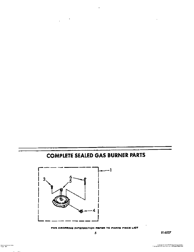 COMPLETE SEALED GAS BURNER Diagram and Parts List for SC8630EXW0  Whirlpool Cooktop