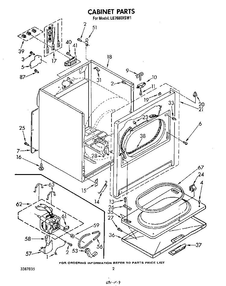 SECTION Diagram and Parts List for LE7680XSW1  Whirlpool Dryer