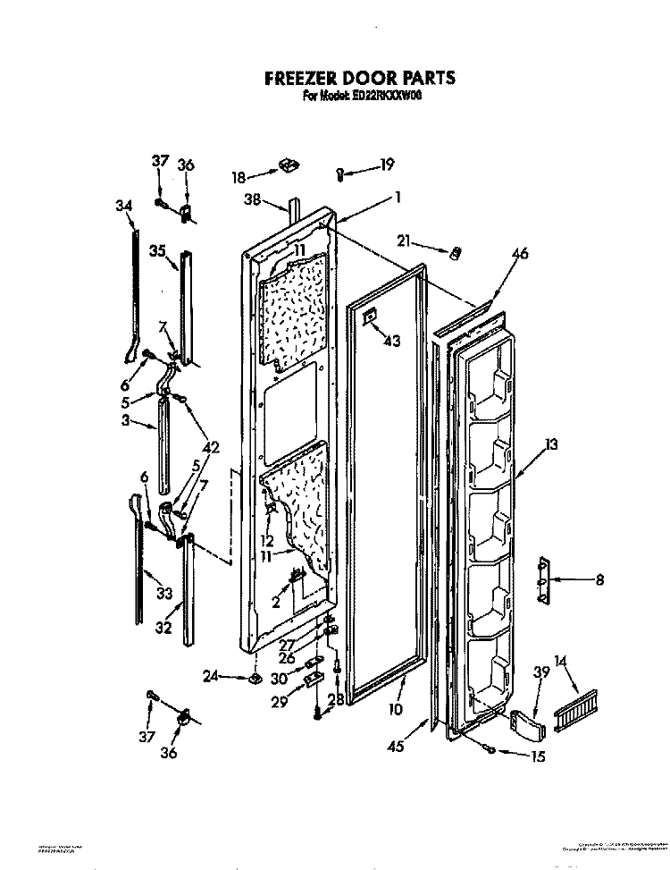 FREEZER DOOR Diagram and Parts List for 8ED22RKXXW00  Whirlpool Refrigerator