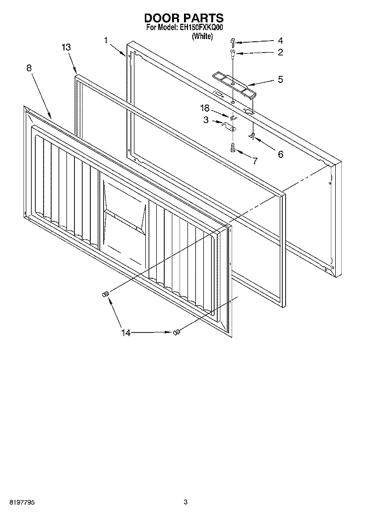 SECTION Diagram and Parts List for EH150FXKQ00  Whirlpool Freezer
