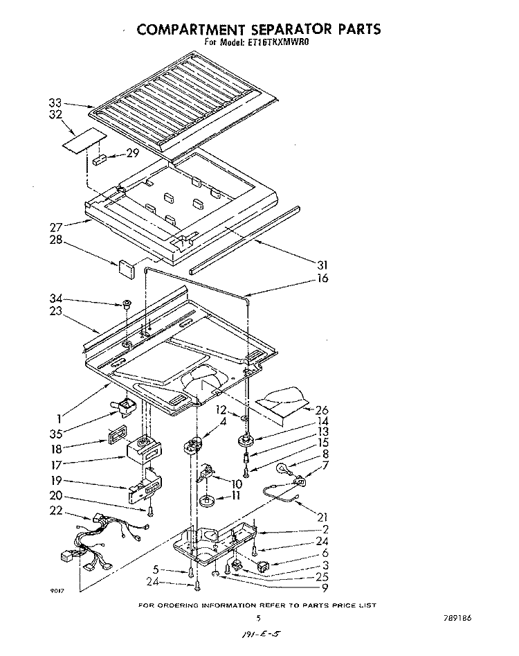 COMPARTMENT SEPARATOR Diagram and Parts List for ET16TKXMWR0  Whirlpool Refrigerator