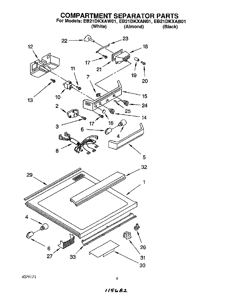 COMPARTMENT SEPARATOR Diagram and Parts List for EB21DKXAW01  Whirlpool Refrigerator