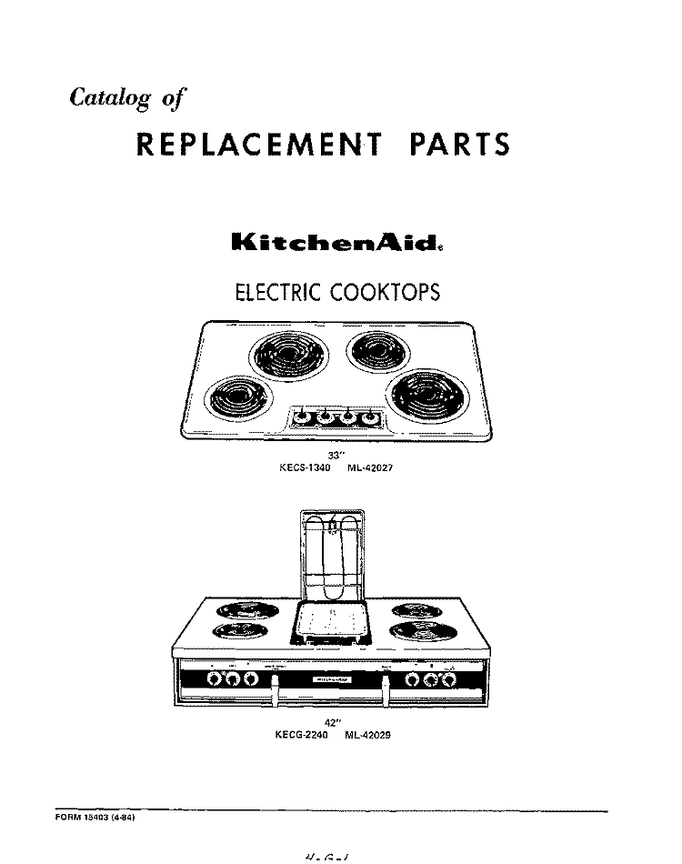 SECTION Diagram and Parts List for KECS1340  KitchenAid Cooktop