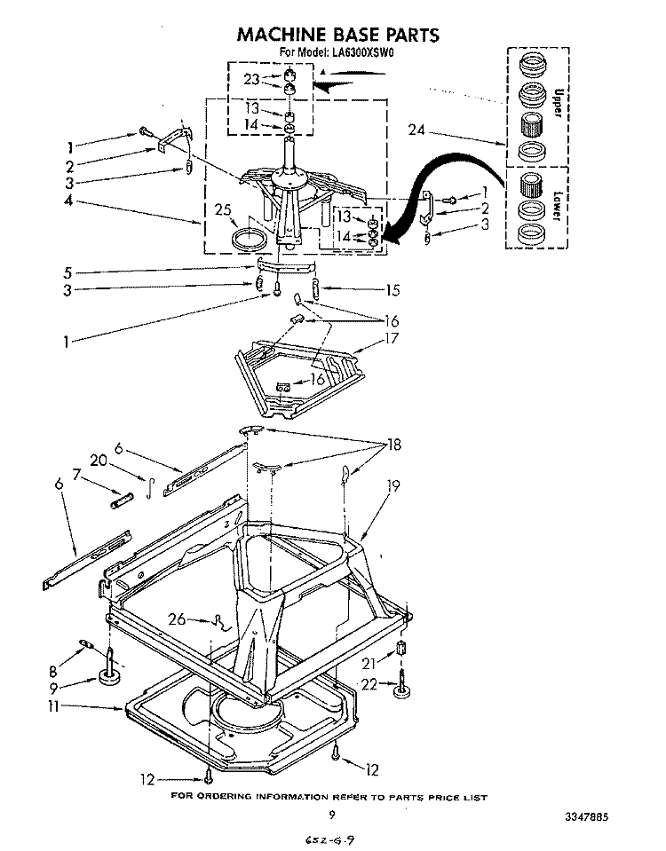 MACHINE BASE Diagram and Parts List for LA6300XSW0  Whirlpool Washer