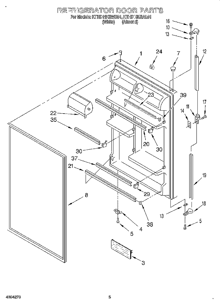 REFRIGERATOR DOOR Diagram and Parts List for KTHD18KEAL01  Whirlpool Refrigerator