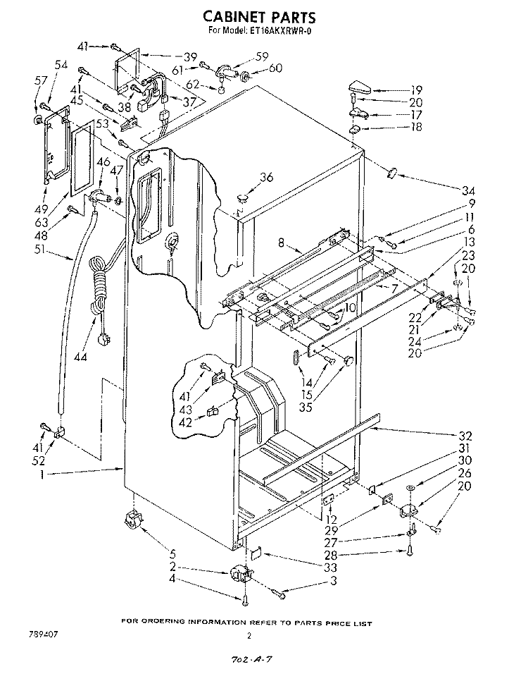 CABINET Diagram and Parts List for ET16AKXRWR0  Whirlpool Refrigerator