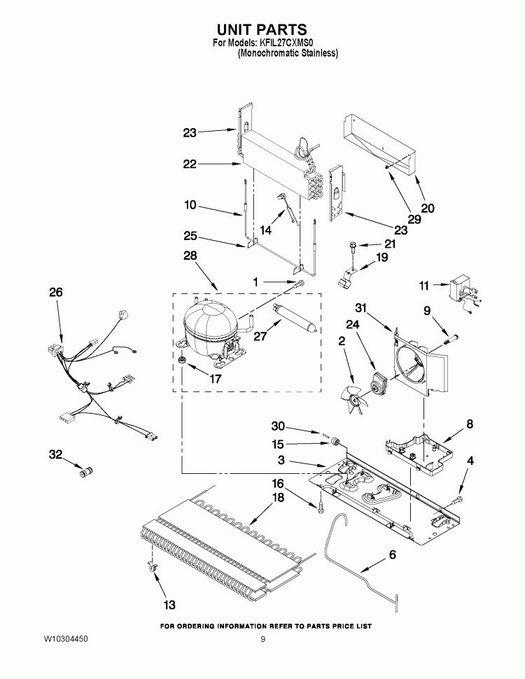 UNIT PARTS Diagram and Parts List for KFIL27CXMS0  KitchenAid Refrigerator