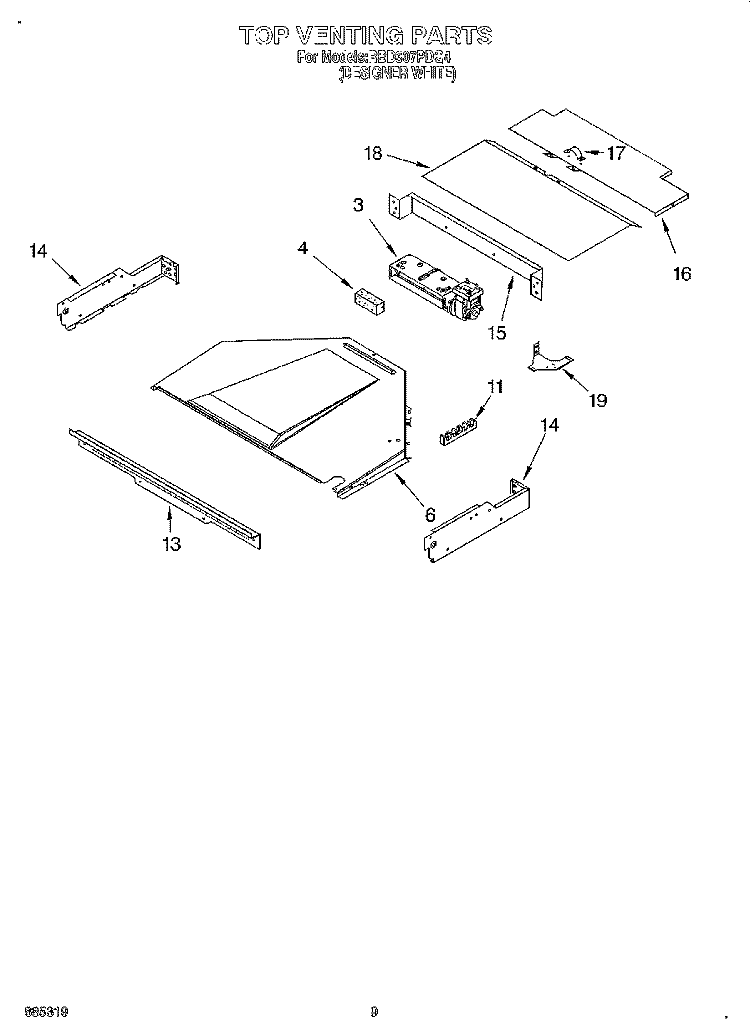 TOP VENTING, OPTIONAL Diagram and Parts List for RBD307PDQ4  Whirlpool Wall Oven