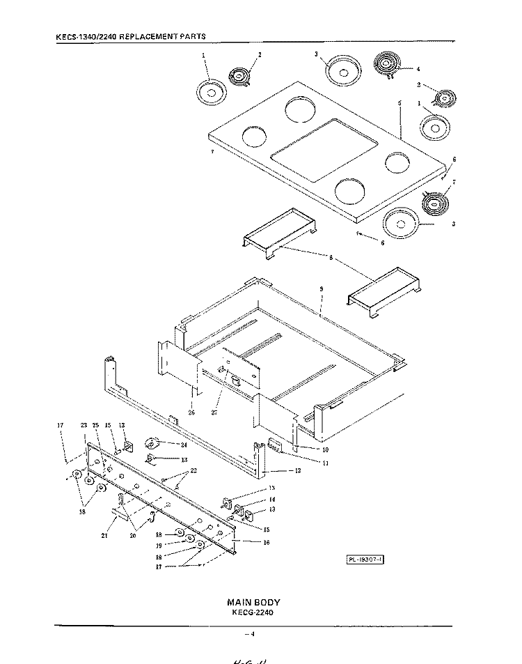 SECTION Diagram and Parts List for KECS1340  KitchenAid Cooktop