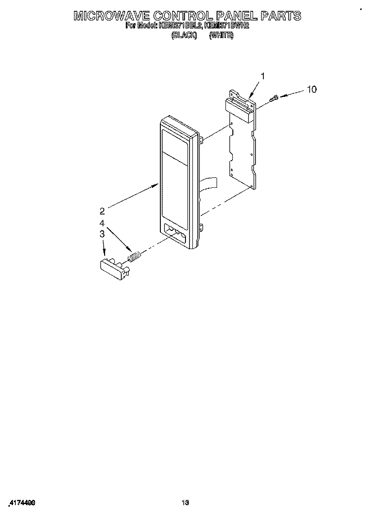 MICROWAVE CONTROL PANEL Diagram and Parts List for KEMI371BBL2  KitchenAid Wall Oven
