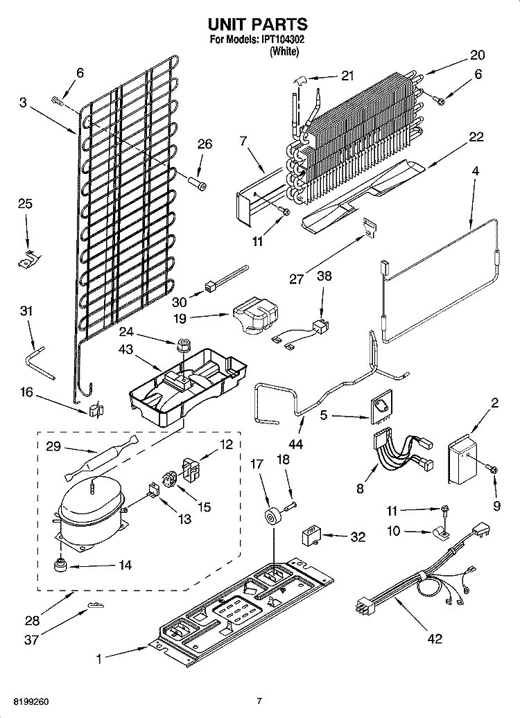 UNIT PARTS Diagram and Parts List for IPT104302  Inglis Refrigerator