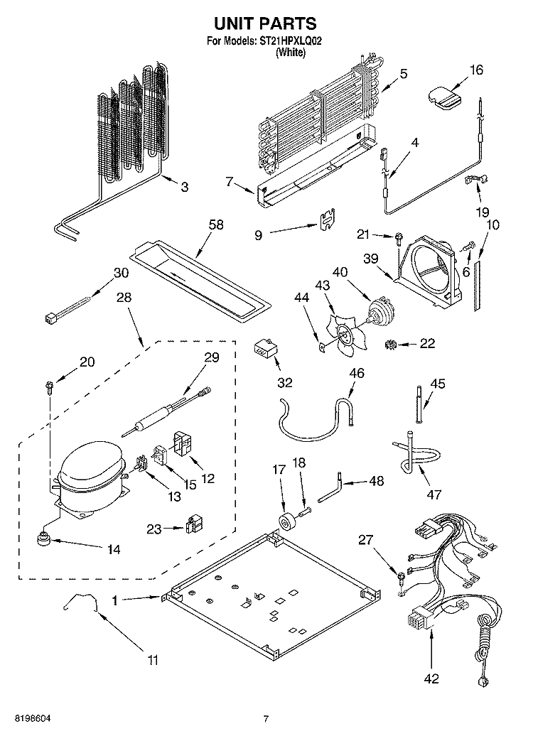 UNIT PARTS Diagram and Parts List for ST21HPXLQ02  Whirlpool Refrigerator