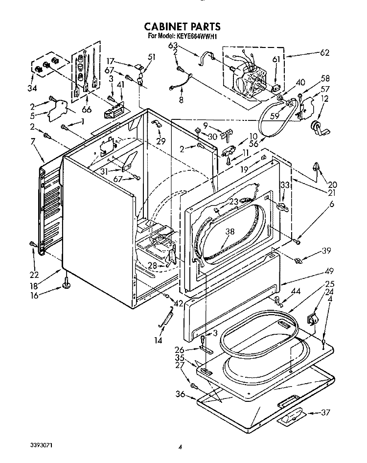 SECTION Diagram and Parts List for KEYE664WAL1  KitchenAid Dryer