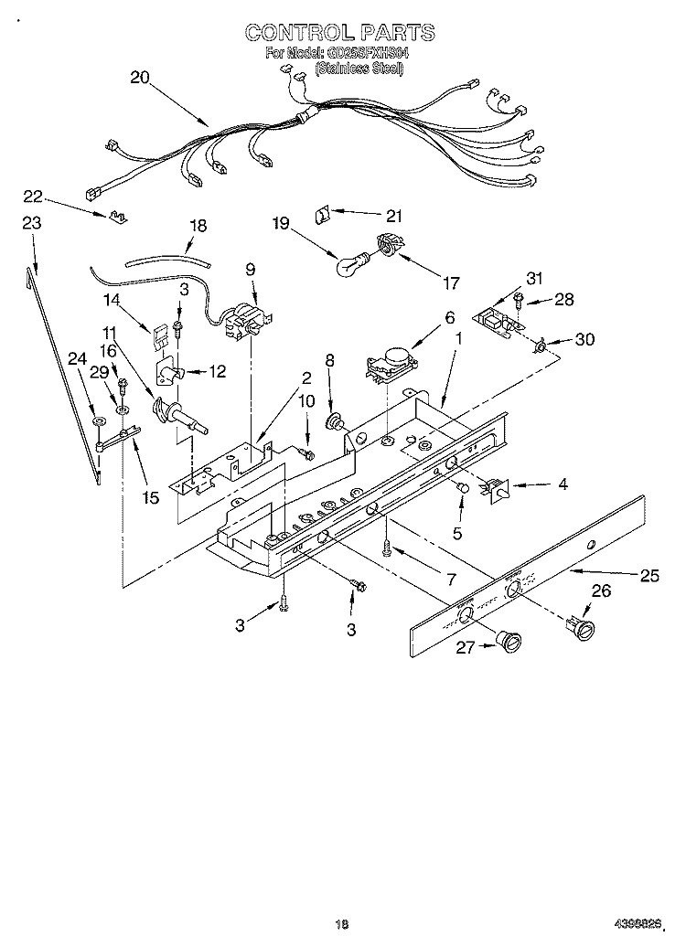 CONTROL Diagram and Parts List for GD25SFXHS04  Whirlpool Refrigerator