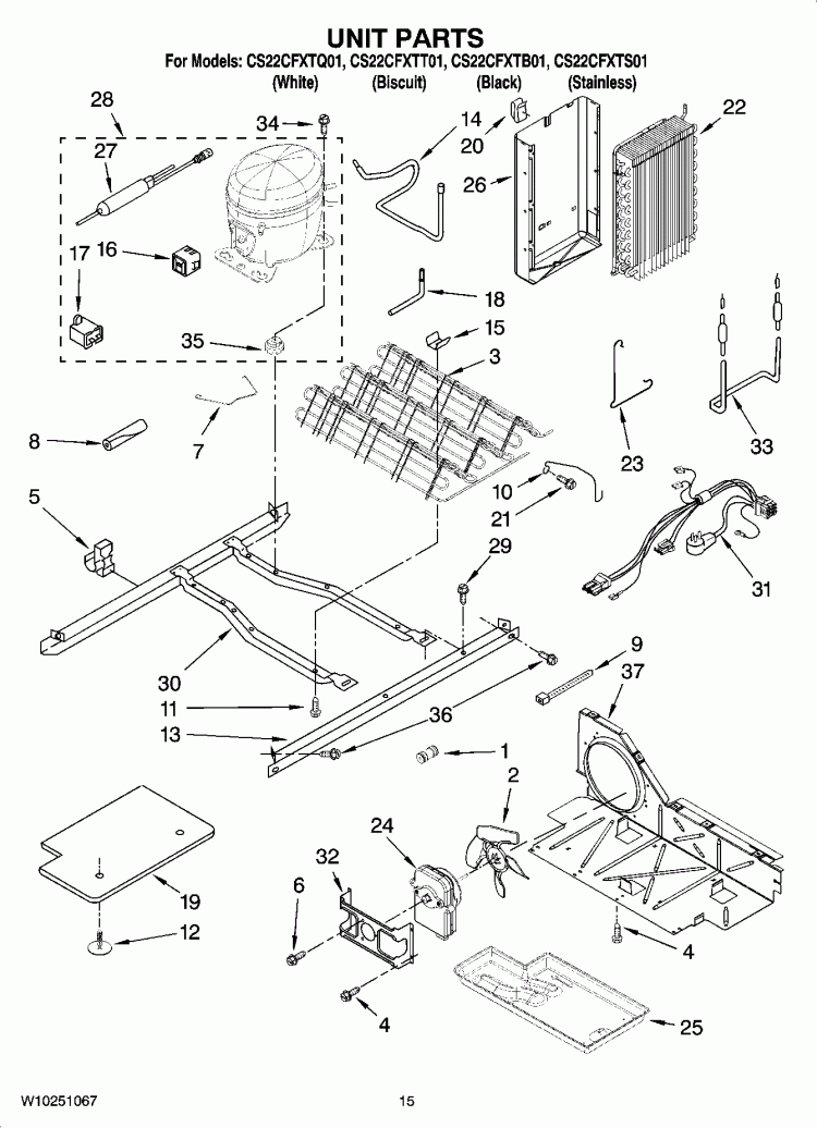 UNIT PARTS Diagram and Parts List for CS22CFXTT01  Crosley Refrigerator