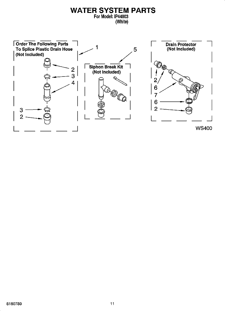 WATER SYSTEM PARTS Diagram and Parts List for IP44003  Inglis Washer