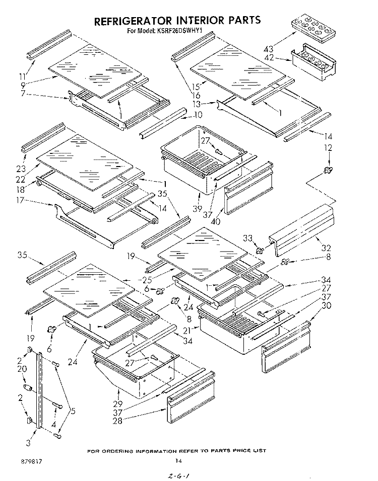 REFRIGERATOR INTERIOR , LIT/OPTIONAL Diagram and Parts List for KSRF26DSWHY1  KitchenAid Refrigerator