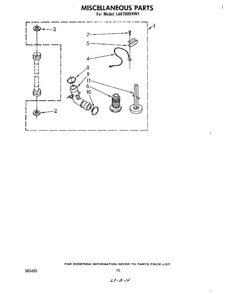 MISCELLANEOUS , LITERATURE AND OPTIONAL Diagram and Parts List for LA6700XKW1  Whirlpool Washer