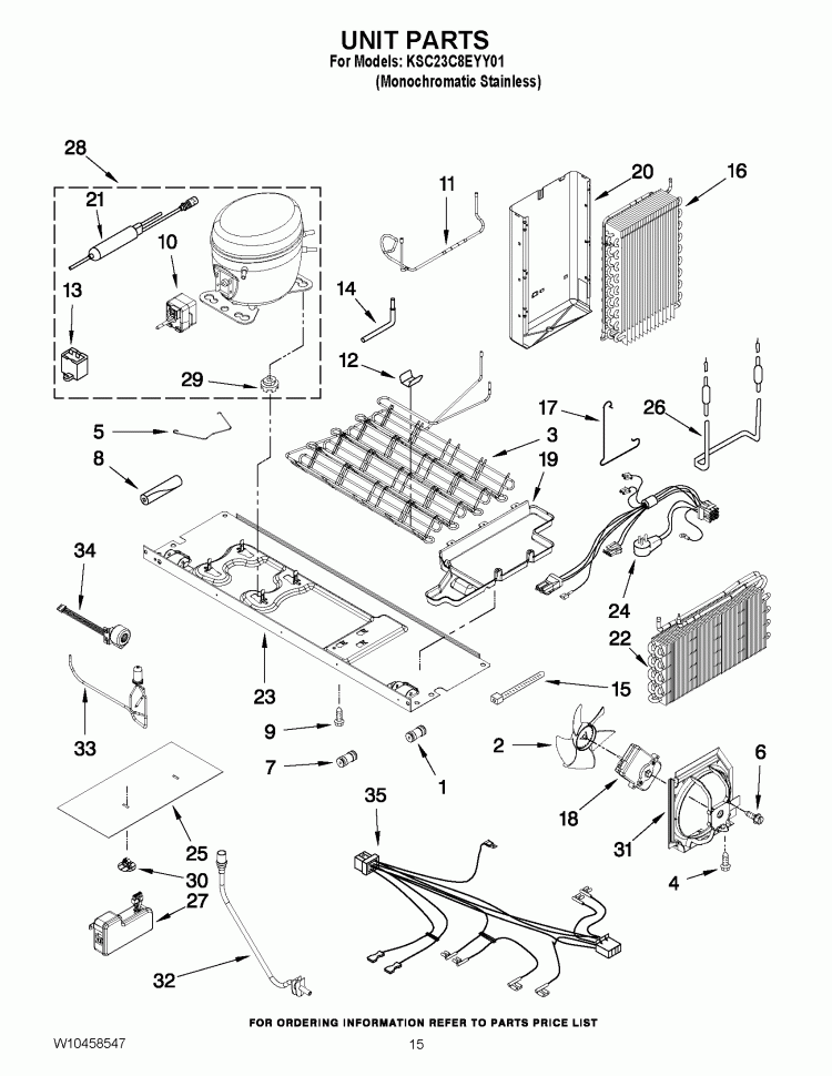 UNIT PARTS Diagram and Parts List for KSC23C8EYY01  KitchenAid Refrigerator