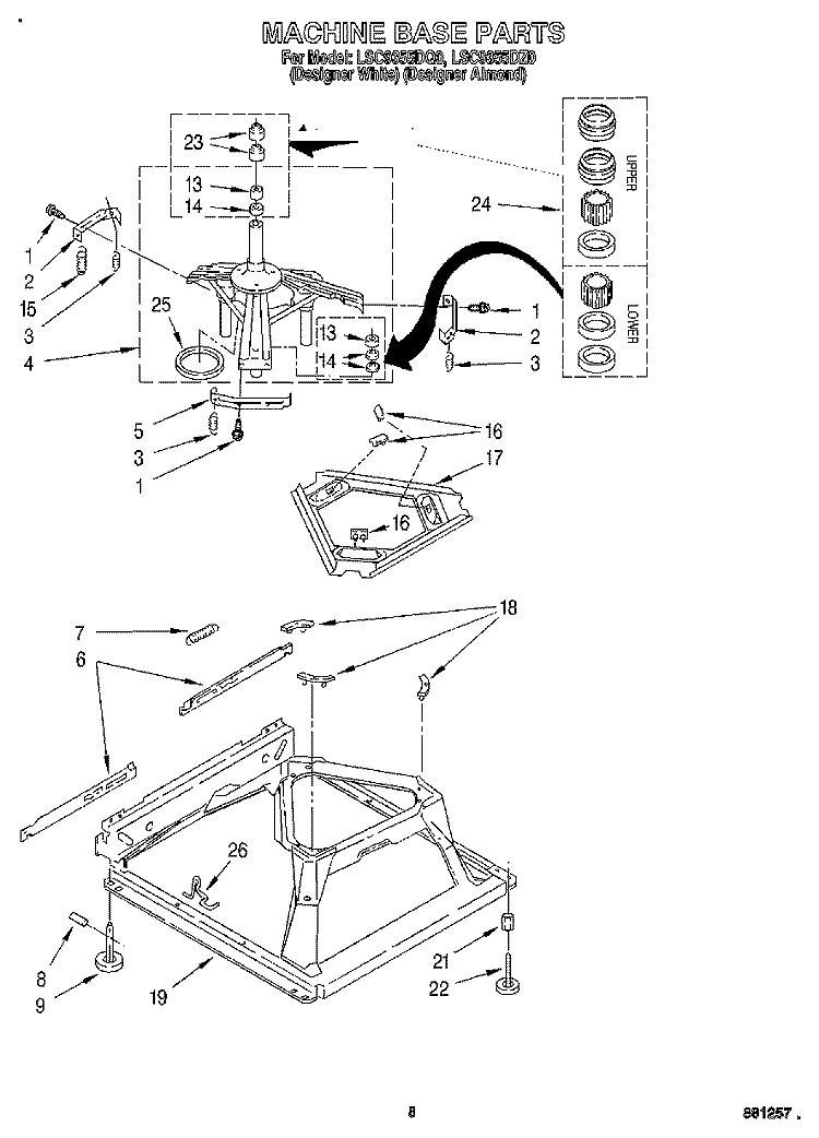 MACHINE BASE Diagram and Parts List for LSC9355DZ0  Whirlpool Washer