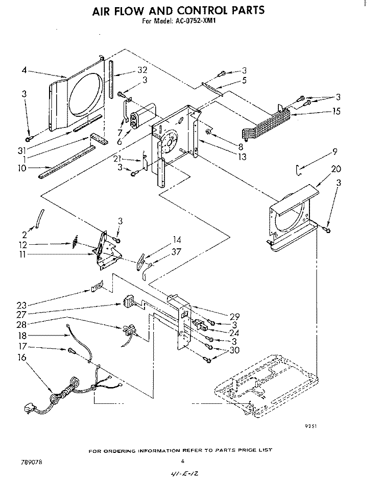 SECTION Diagram and Parts List for AC0752XM1  Whirlpool Air Conditioner