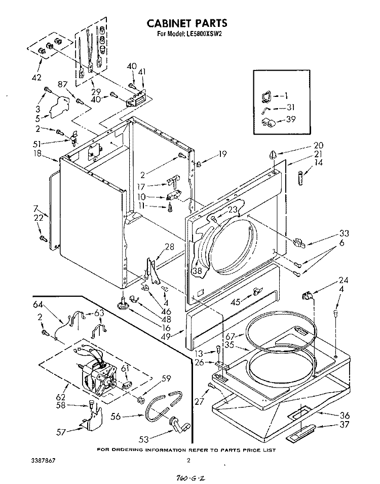 SECTION Diagram and Parts List for LE5800XSW2  Whirlpool Dryer