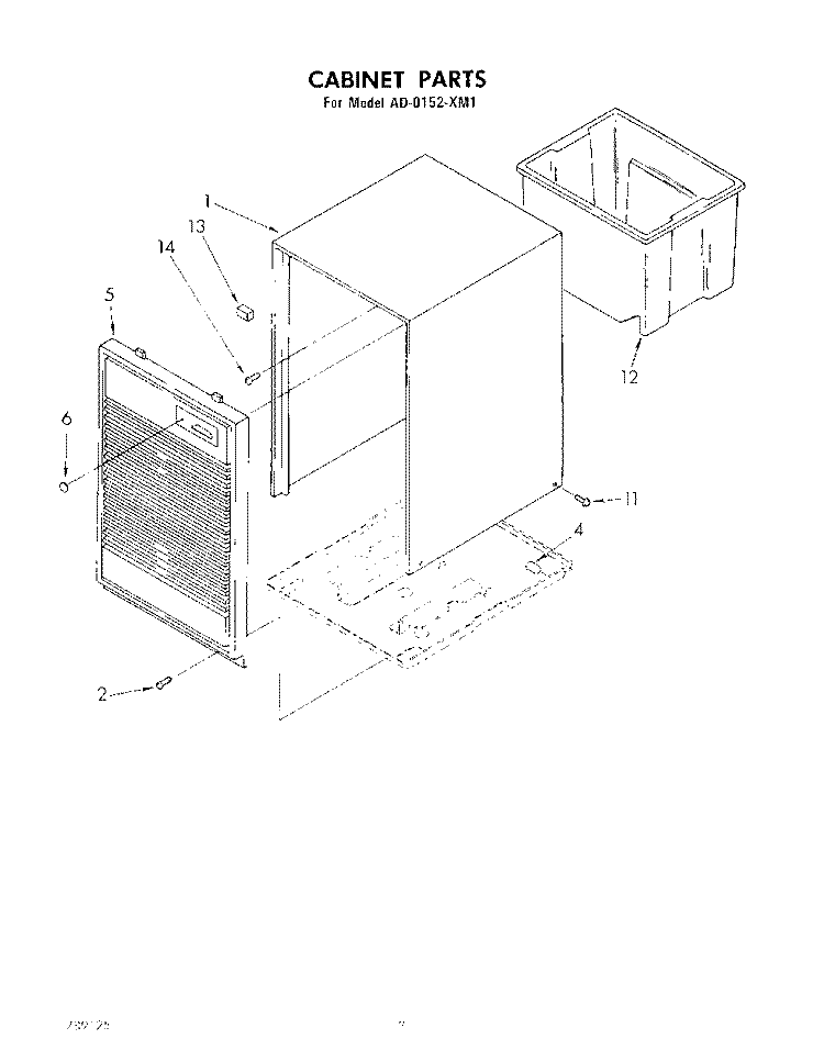 SECTION Diagram and Parts List for AD0152XM1  Whirlpool Dehumidifier