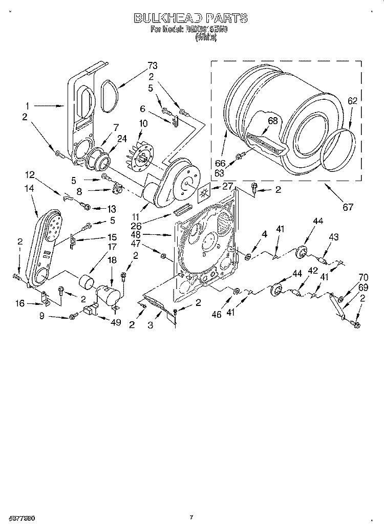 BULKHEAD Diagram and Parts List for RGX3615EW0  Roper Dryer