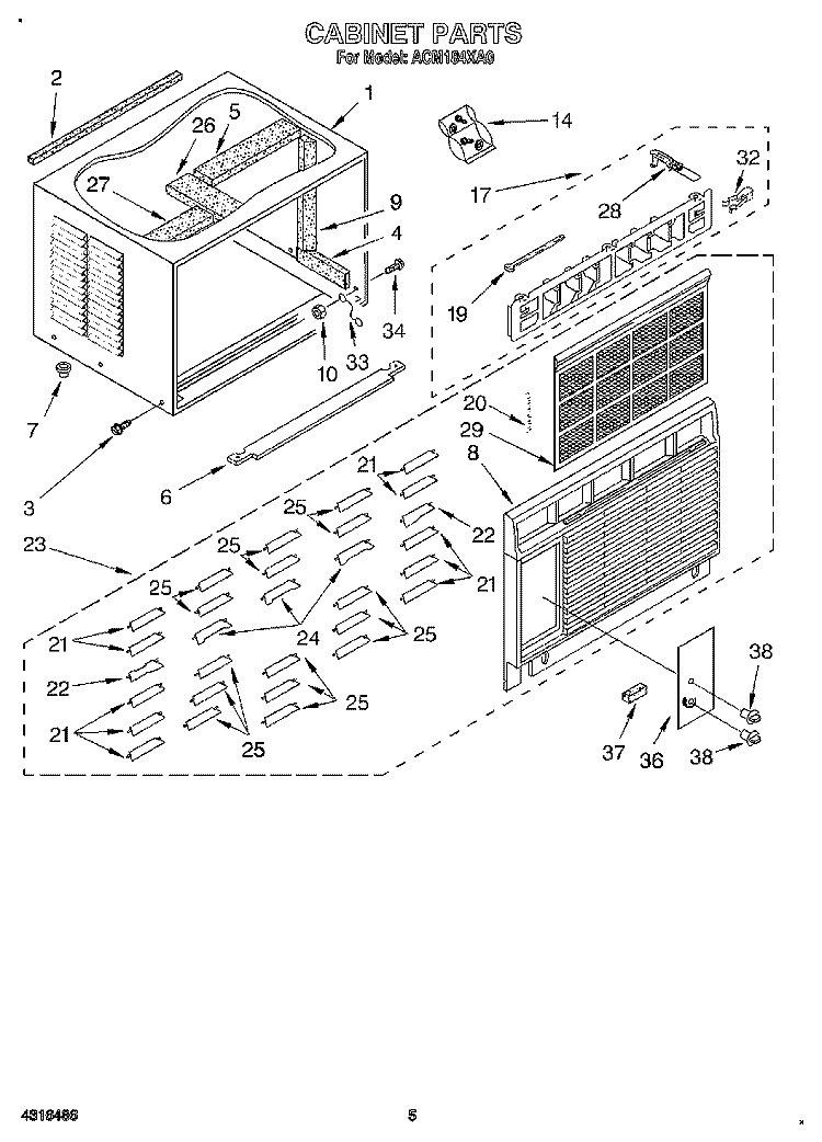 CABINET Diagram and Parts List for ACM184XA0  Whirlpool Air Conditioner