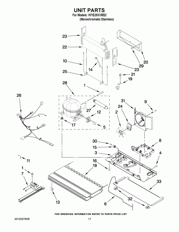 UNIT PARTS Diagram and Parts List for KFIS25XVMS2  KitchenAid Refrigerator