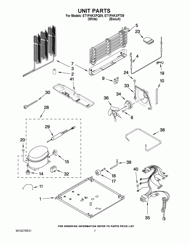 UNIT PARTS Diagram and Parts List for ET1PHKXPQ09  Whirlpool Refrigerator