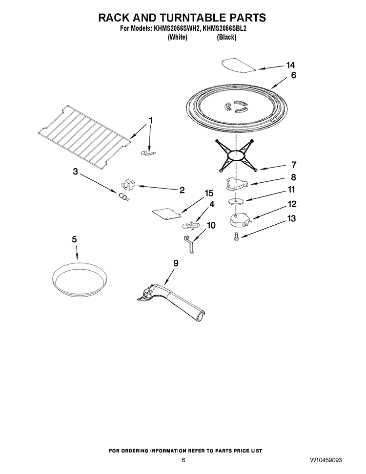 RACK AND TURNTABLE PARTS Diagram and Parts List for KHMS2056SBL2  KitchenAid Microwave