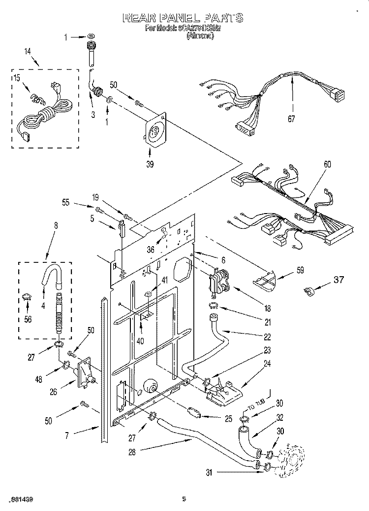 REAR PANEL Diagram and Parts List for 9CA2781XSN2  Whirlpool Washer